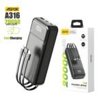 Aspor 20000mah 22.5W Portable Power Bank with Built in Cable