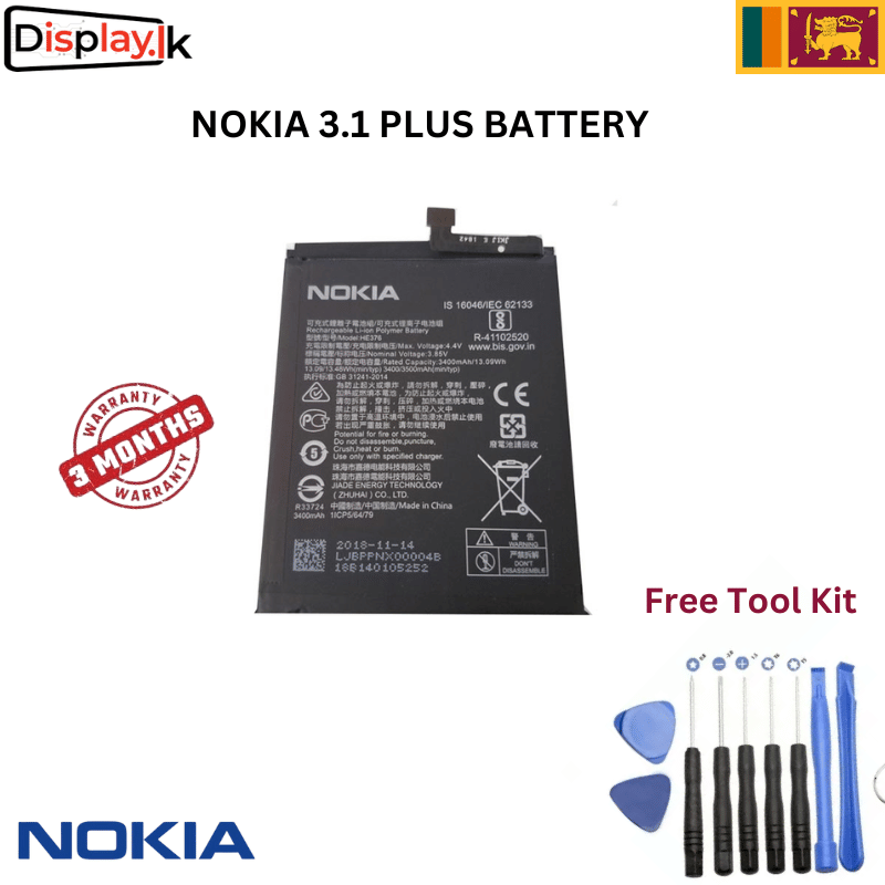 NOKIA-3.1-PLUS-BATTERY.png NOKIA 3.1 PLUS BATTERY HE376 - 3500MAH - Image 1