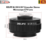RELIFE M-28 0.5X Trinocular Stereo Microscope CTV Lens